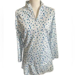Scales sailboat print athletic skort and 1/4 zip matching top size M